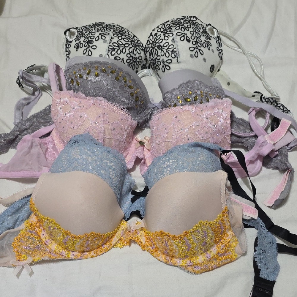 Victoria's Secret Lace Bra Collection - Black, Gray, Pink, Yellow